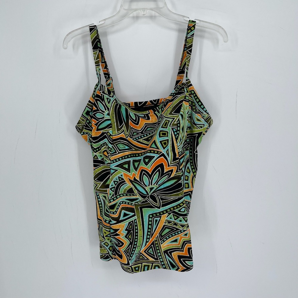 Croft & Barrow Women's Multicolor Geometric Floral Tankini Swim Top Size 20W